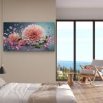 Large Pink Dahlia Flower Tempered Glass Art - Luxury Gemstone Wall Decor - Floral Photography Print
