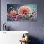Large Pink Dahlia Flower Tempered Glass Art - Luxury Gemstone Wall Decor - Floral Photography Print
