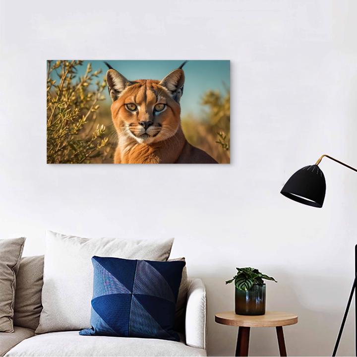Wild Cat Portrait Tempered Glass Wall Art,Wildlife and Animal ThemeLarge Modern Glass Artwork