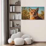 Wild Cat Portrait Tempered Glass Wall Art,Wildlife and Animal ThemeLarge Modern Glass Artwork
