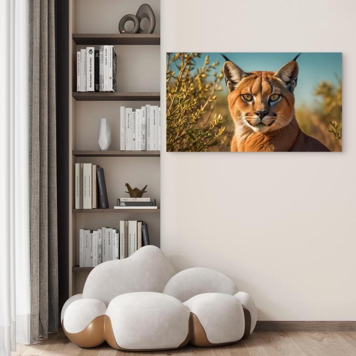Wild Cat Portrait Tempered Glass Wall Art,Wildlife and Animal ThemeLarge Modern Glass Artwork