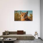 Wild Cat Portrait Tempered Glass Wall Art,Wildlife and Animal ThemeLarge Modern Glass Artwork