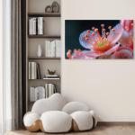 Pink Flower Dew Drops Tempered Glass Wall Art – Modern Floral Decor