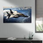 Oversized Jet Plane Landscape Glass Tableau,Speed and Adrenaline Themed Wall Decor,Tempered GlassArt