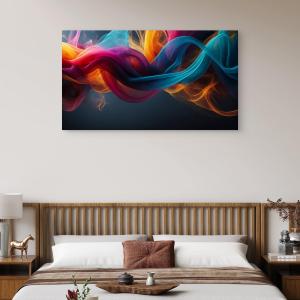 Large Tempered Glass Art - Neon Colored Fluid Smoke Abstract - Modern Statement Wall Decor