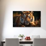 Large Tempered Glass Art,Intense Gaze Tiger Portrait,Wildlife and Nature Wall Decor