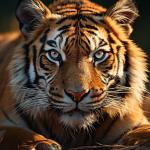 Large Tempered Glass Art,Intense Gaze Tiger Portrait,Wildlife and Nature Wall Decor