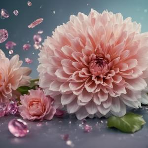 Large Pink Dahlia Flower Tempered Glass Art - Luxury Gemstone Wall Decor - Floral Photography Print