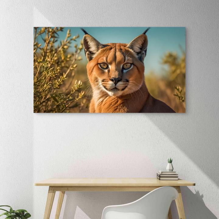 Wild Cat Portrait Tempered Glass Wall Art,Wildlife and Animal ThemeLarge Modern Glass Artwork
