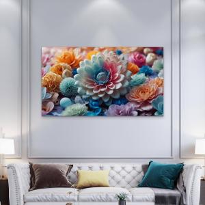 Pastel Garden Flowers Tempered Glass Art,Large Colorful Floral Decor,Spring Themed Wall Art