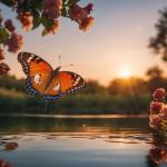 Sunset Butterfly Tempered Glass Wall Art: Nature-Inspired Home Decor