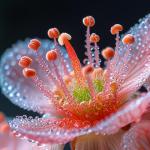 Pink Flower Dew Drops Tempered Glass Wall Art – Modern Floral Decor