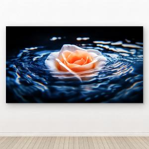 Floating Rose on Water Waves Glass Printing,Luxury Glass Wall Hanging