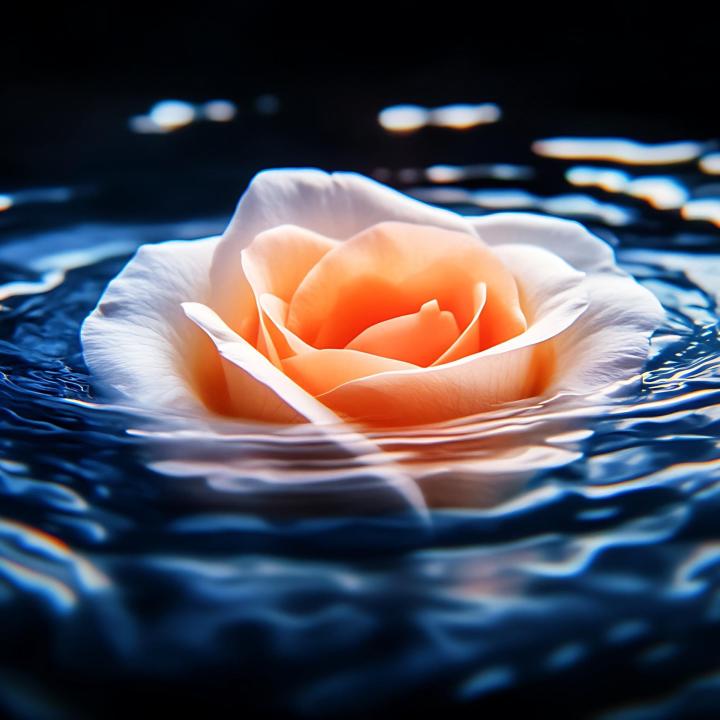 Floating Rose on Water Waves Glass Printing,Luxury Glass Wall Hanging