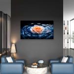 Floating Rose on Water Waves Glass Printing,Luxury Glass Wall Hanging