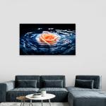 Floating Rose on Water Waves Glass Printing,Luxury Glass Wall Hanging