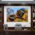 Golden Eagle Tempered Glass Wall Art, Flying Bird of Prey Print, Wildlife Nature Decor