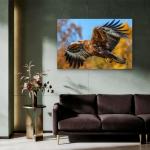 Golden Eagle Tempered Glass Wall Art, Flying Bird of Prey Print, Wildlife Nature Decor