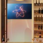 3D Atom Tempered Large Glass Wall Art, Modern Science Decor