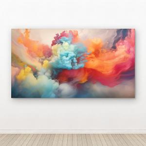 Colorful Abstract Smoke Glass Wall Art,Vibrant Ink Cloud Decor,Tempered Glass
