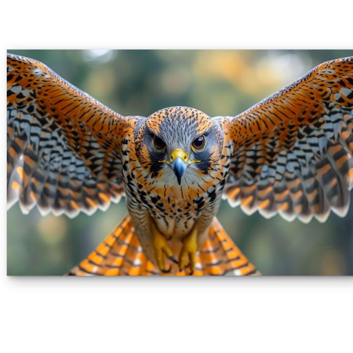 Flying Falcon Tempered Glass Wall Art, Bird of Prey Photography.Large Size.