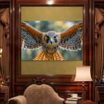 Flying Falcon Tempered Glass Wall Art, Bird of Prey Photography.Large Size.
