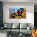 Golden Eagle Tempered Glass Wall Art, Flying Bird of Prey Print, Wildlife Nature Decor