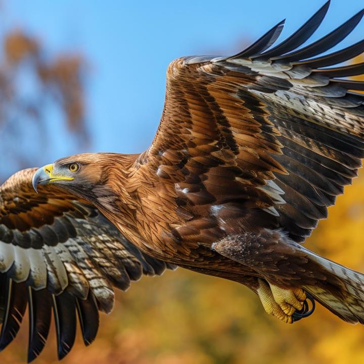 Golden Eagle Tempered Glass Wall Art, Flying Bird of Prey Print, Wildlife Nature Decor