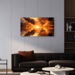 Golden Sunset Clouds Tempered Glass Wall Art – Symmetrical Sky Decor,Large
