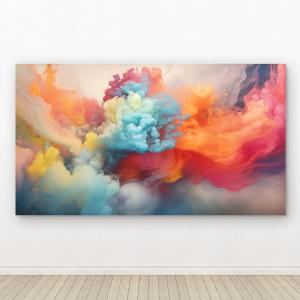 Abstract Ink Cloud Tempered Glass Wall Art, Modern Colorful Print,Large