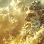 Greek Mythology Zeus Tempered Wall Decor,Ancient God Sculpture Printing on Glass