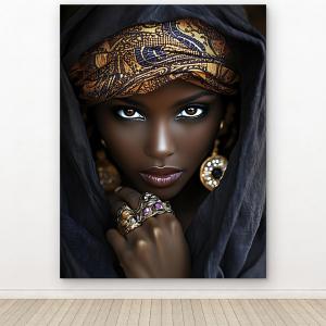 Elegant Black Woman Wall Art, Modern Fashion Portrait Tempered Glass, African American Queen Decor