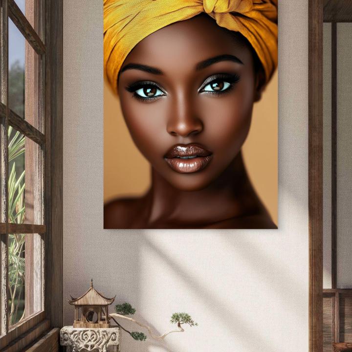 Exotic African Portrait Glass Art, Luxury Tempered Glass Decor, Bold Woman Wall Hanging