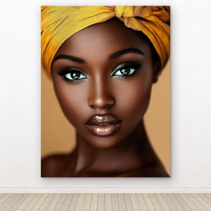 Exotic African Portrait Glass Art, Luxury Tempered Glass Decor, Bold Woman Wall Hanging