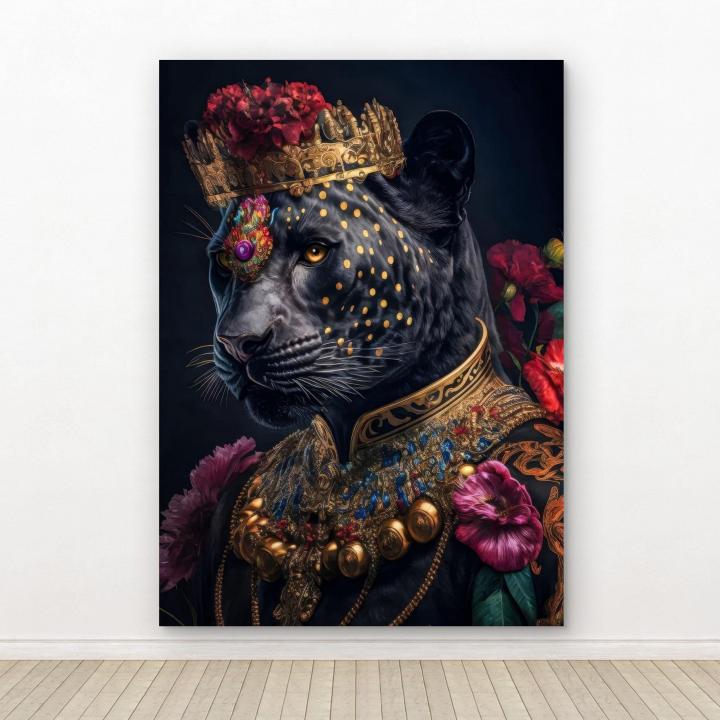 Black Panther Glass Wall Art,Regal Animal Portrait,Maximalist Home Decor,Large Tempered Glass
