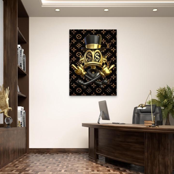 Scrooge McDuck Tempered Glass Art, Gold Money Pop Art Office Decor,Large