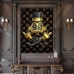 Scrooge McDuck Tempered Glass Art, Gold Money Pop Art Office Decor,Large