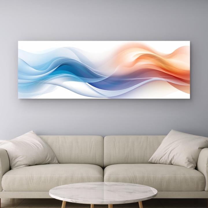 Panoramic Blue and Gold Marble Glass Wall Art, Abstract Liquid Agate Tempered Glass Print