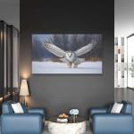 Snowy Owl Tempered Glass Wall Art, Winter Landscape, Wildlife Decor,Large