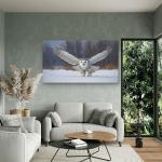 Snowy Owl Tempered Glass Wall Art, Winter Landscape, Wildlife Decor,Large