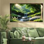 Waterfall Tempered Glass Wall Art, Forest Landscape, Nature Decor,Large