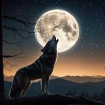 Howling Wolf Under Full Moon Tempered Glass Wall Art, Wildlife Decor,Large