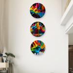 Round Tempered Glass Wall Art Set, Abstract Paint Splash, Modern Decor,3 pieces