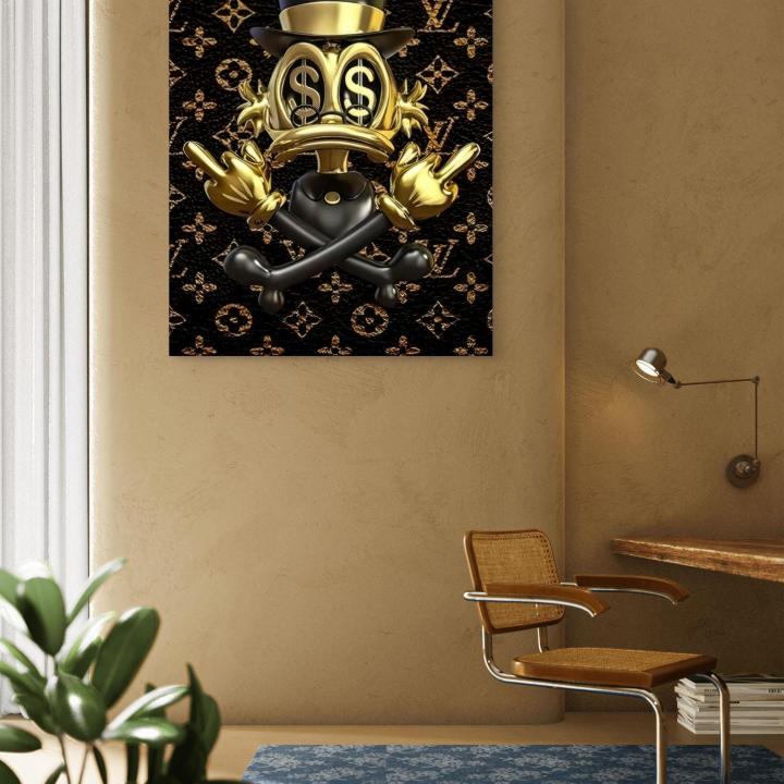 Scrooge McDuck Tempered Glass Art, Gold Money Pop Art Office Decor,Large