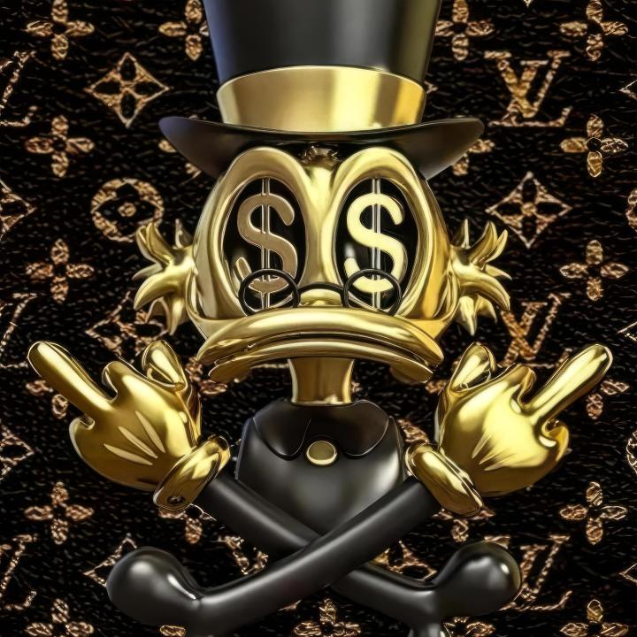 Scrooge McDuck Tempered Glass Art, Gold Money Pop Art Office Decor,Large