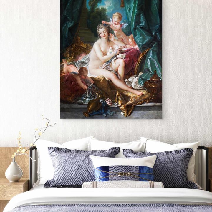 François Boucher Venus Consoling Love Tempered Glass Wall Art, Rococo Masterpiece Print