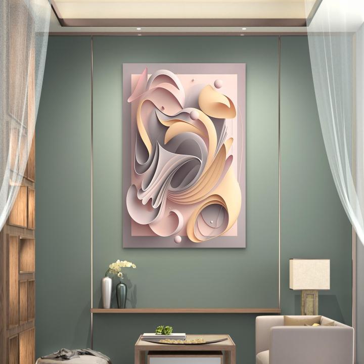 Modern Abstract Tempered Glass Wall Art, Minimalist 3D Layered Paper Style Glass Printing