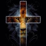 Lion and Cross Tempered Glass Wall Art, Lion of Judah Christian Decor
