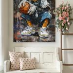 Donald Duck Hiphop Tempered Glass Wall Art, Street Graffiti Basketball Decor