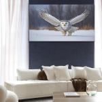 Snowy Owl Tempered Glass Wall Art, Winter Landscape, Wildlife Decor,Large